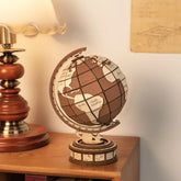 DIY Wooden Globe Puzzle Rotating World Map
