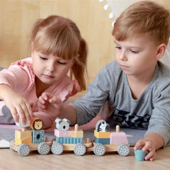 Wooden Train Standing Building Blocks