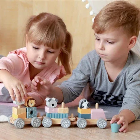 Wooden Train Standing Building Blocks