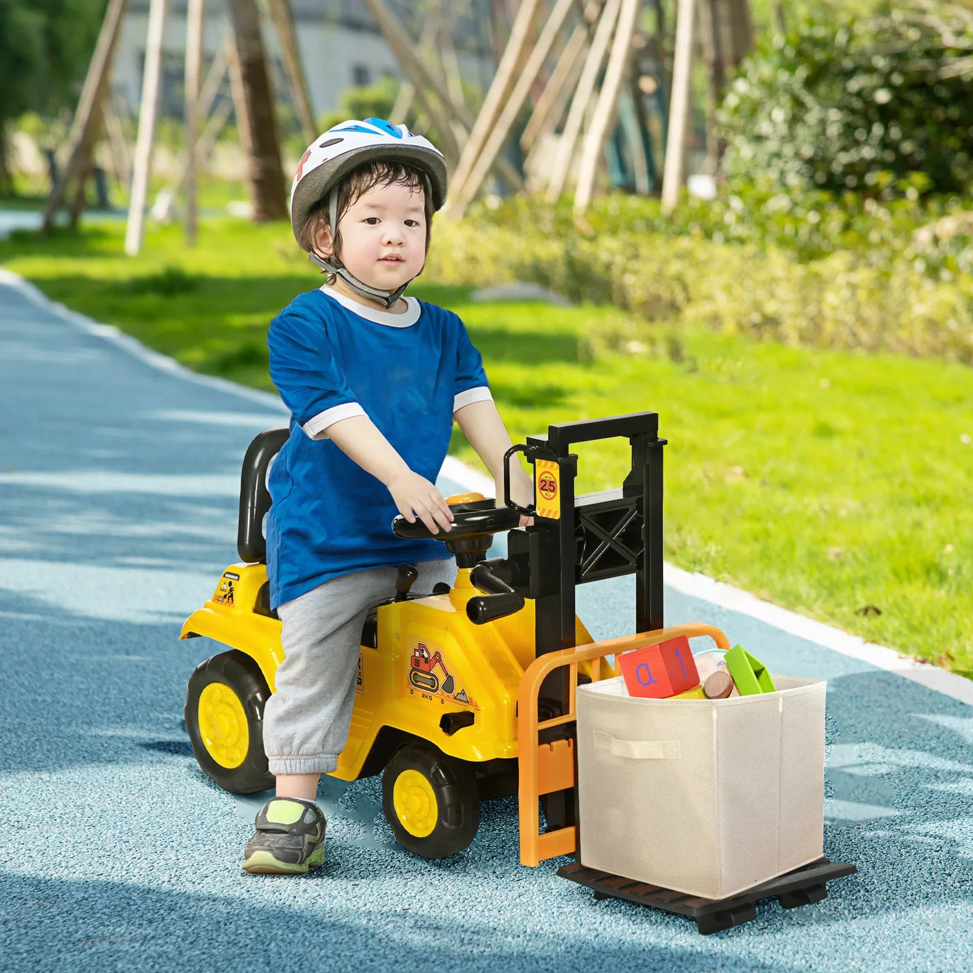 Sit and Scoot Ride-on Toy with Forklift Operation