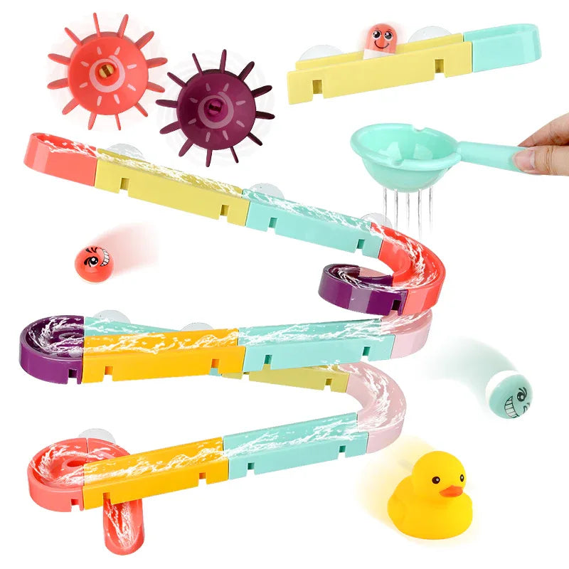 Wall Suction Marble Race Run Track Kids Bath Toy