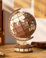 DIY Wooden Globe Puzzle Rotating World Map