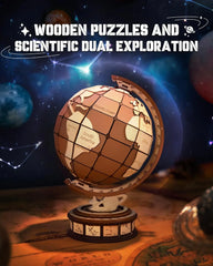DIY Wooden Globe Puzzle Rotating World Map