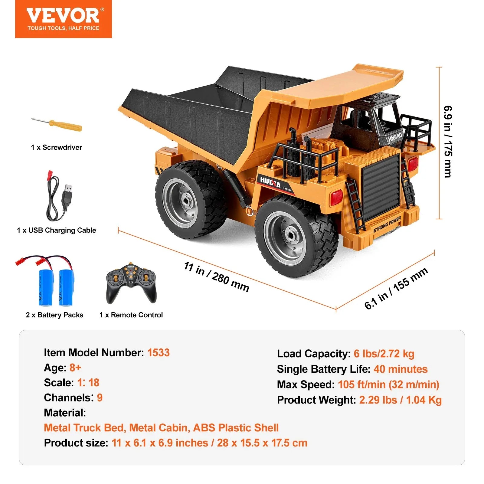 RC Remote Control Dump Truck Toy