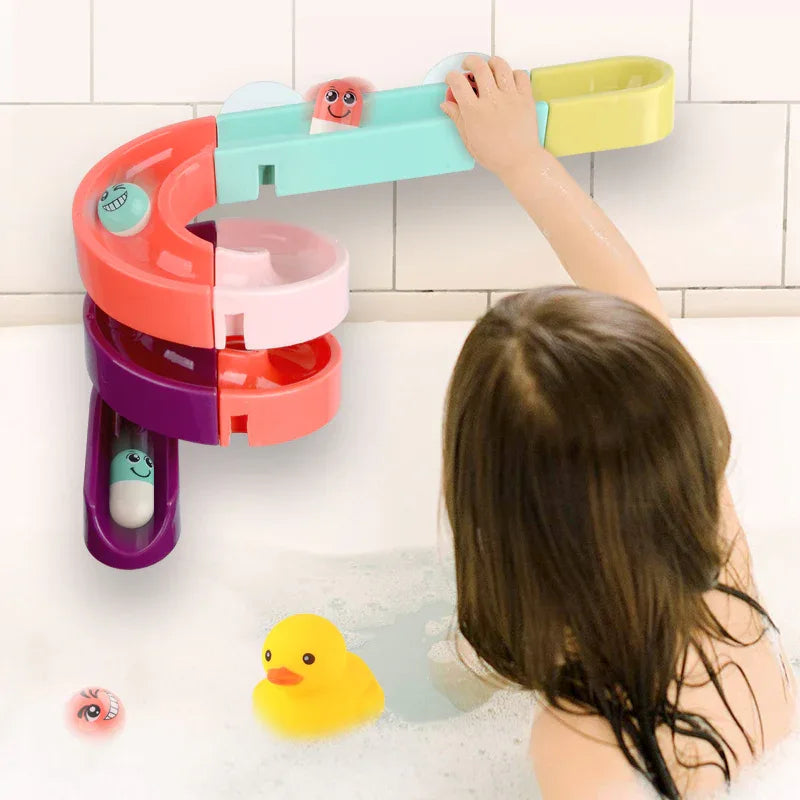 Wall Suction Marble Race Run Track Kids Bath Toy