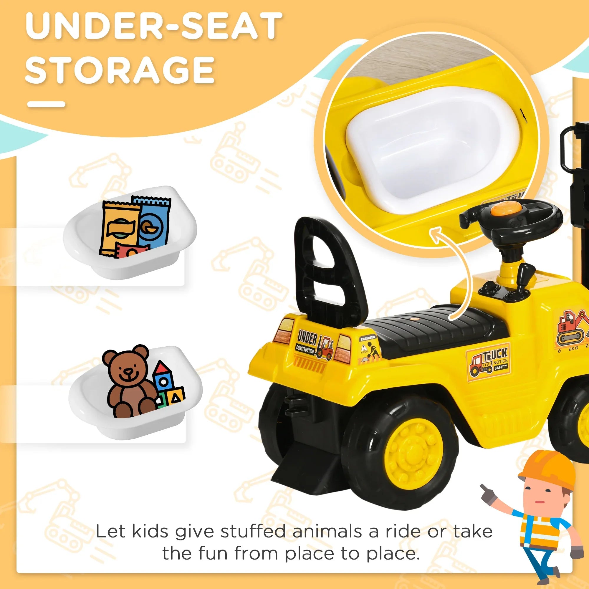 Sit and Scoot Ride-on Toy with Forklift Operation