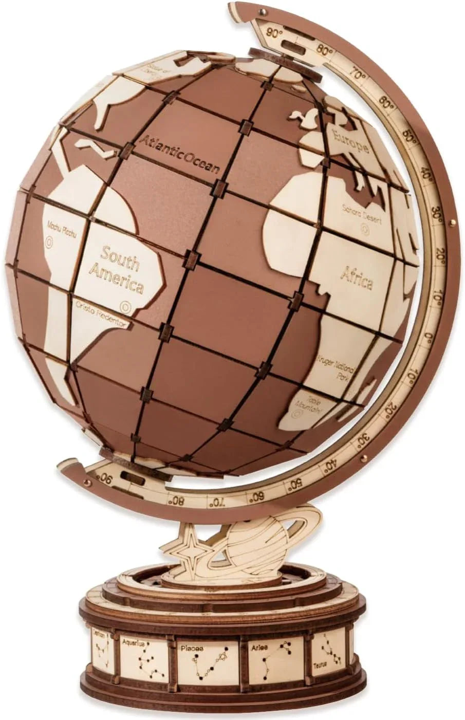 DIY Wooden Globe Puzzle Rotating World Map