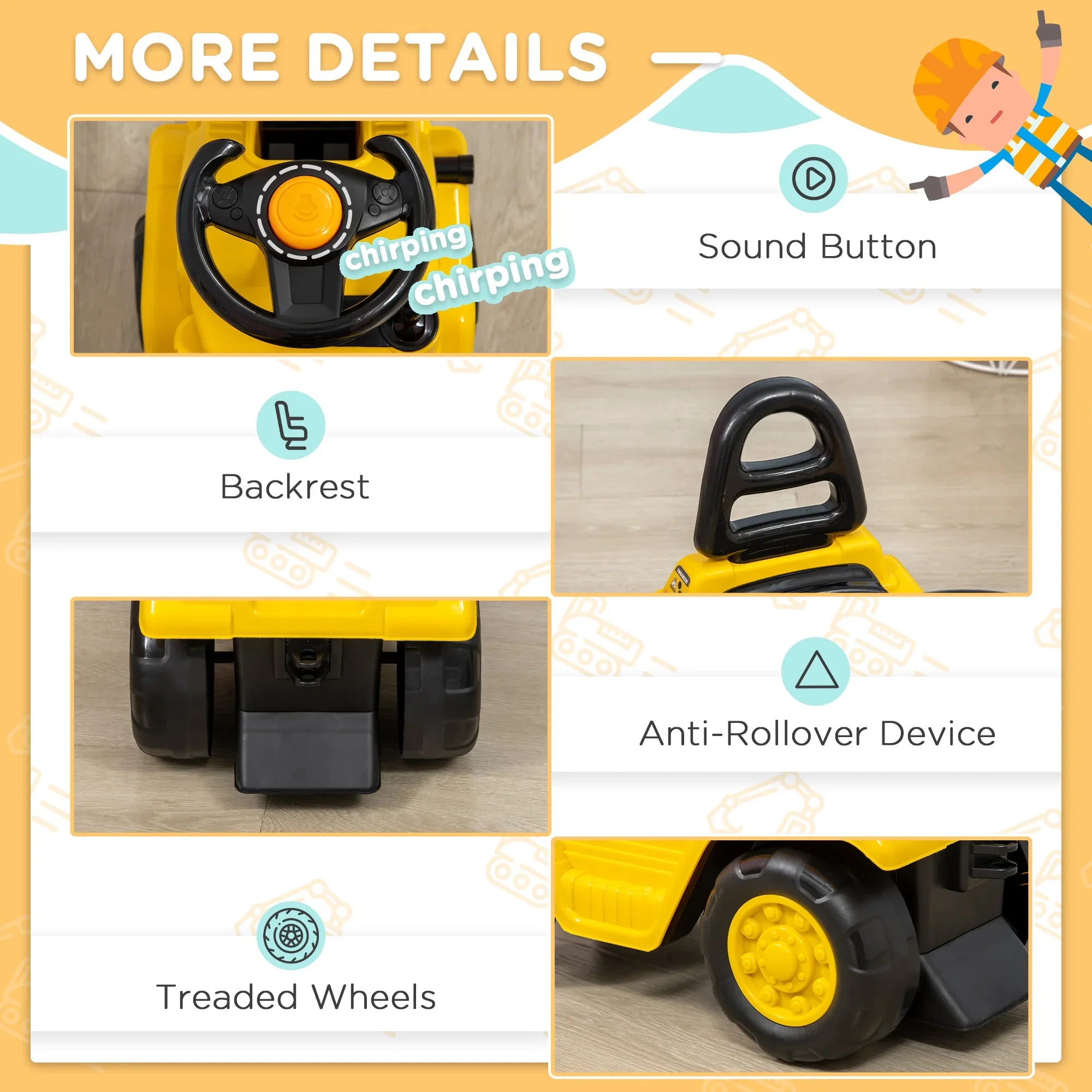 Sit and Scoot Ride-on Toy with Forklift Operation