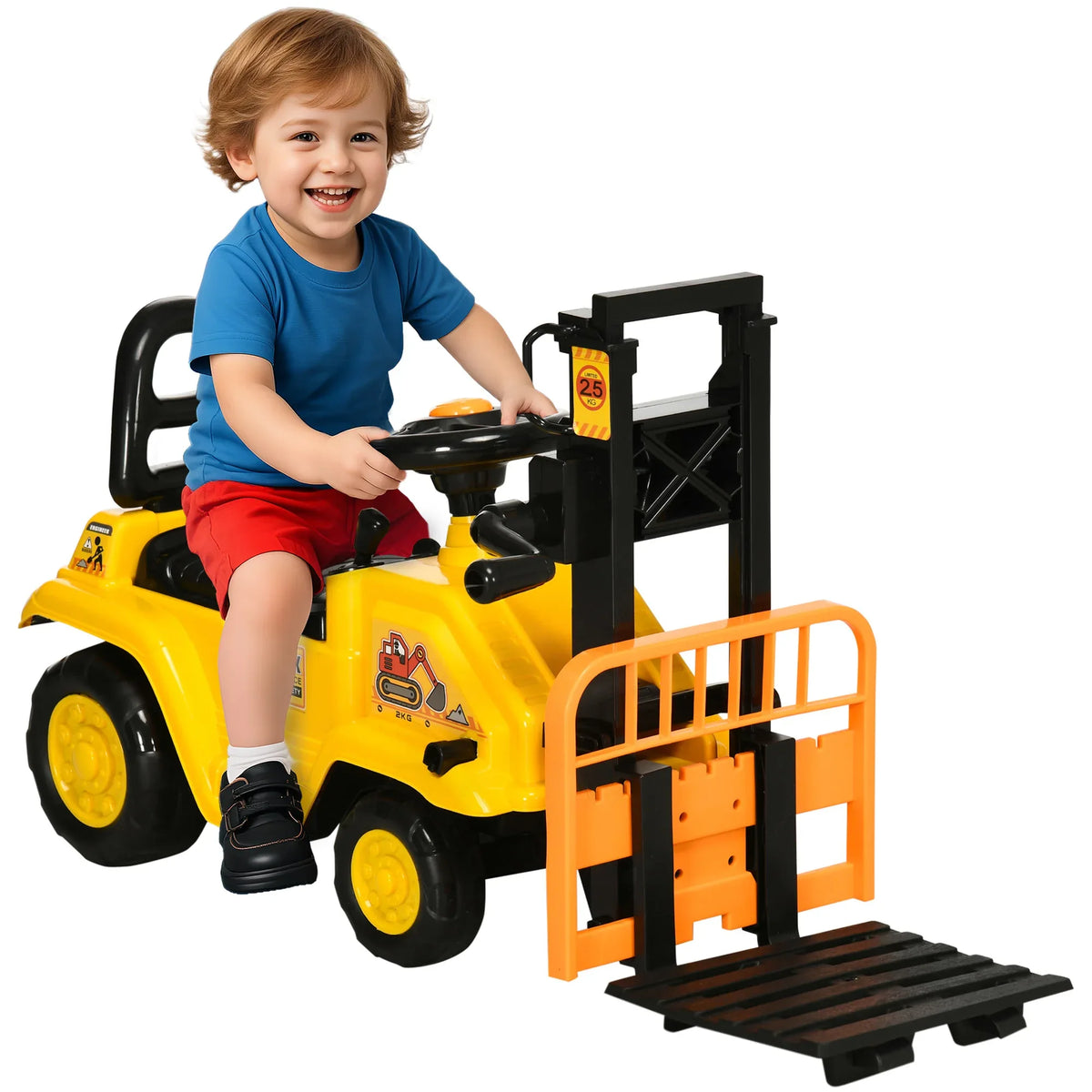 Sit and Scoot Ride-on Toy with Forklift Operation